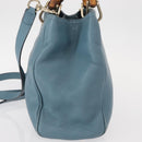 GUCCI Bamboo Hand Bag Leather 2way Blue Silver 336032 Auth BA7472-3