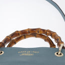 GUCCI Bamboo Hand Bag Leather 2way Blue Silver 336032 Auth BA7472-14