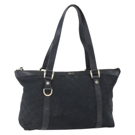 GUCCI GG Canvas Abbey Tote Bag Black Gold 141470 Auth BA7477
