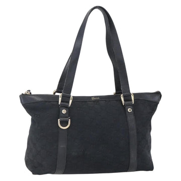 GUCCI GG Canvas Abbey Tote Bag Black Gold 141470 Auth BA7477