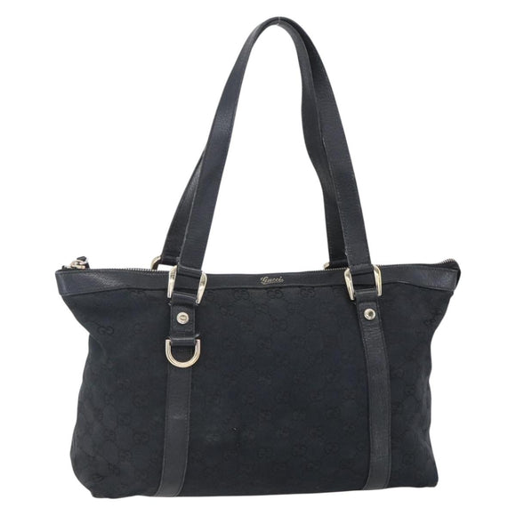 GUCCI GG Canvas Abbey Tote Bag Black Gold 141470 Auth BA7477