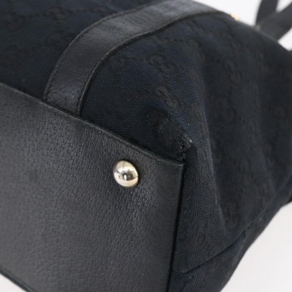 GUCCI GG Canvas Abbey Tote Bag Black Gold 141470 Auth BA7477