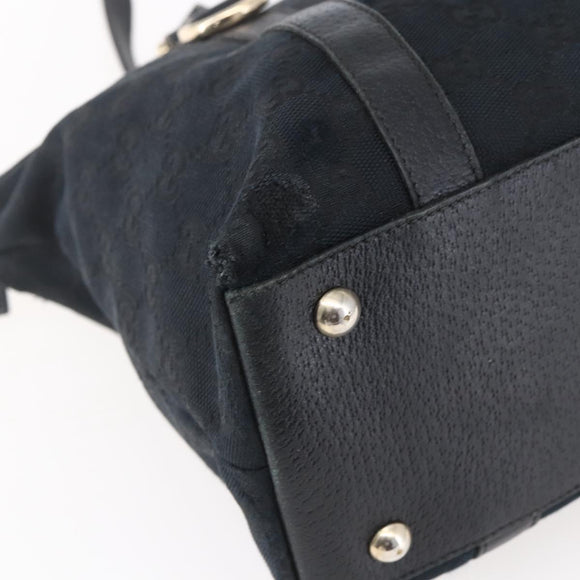 GUCCI GG Canvas Abbey Tote Bag Black Gold 141470 Auth BA7477