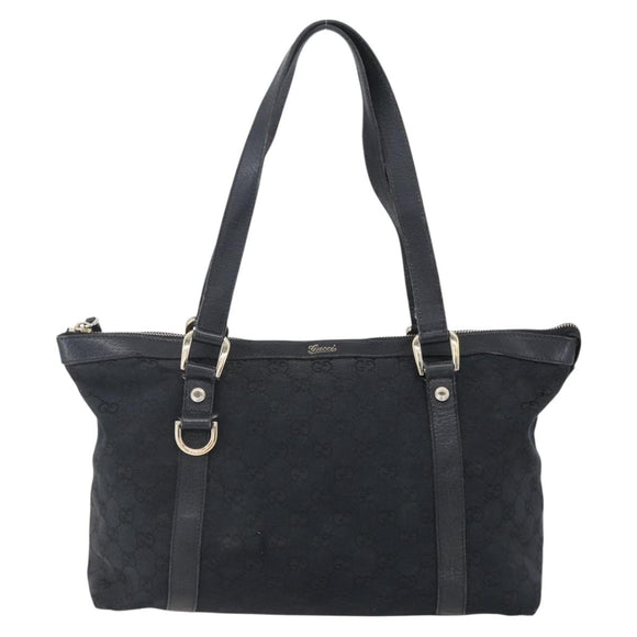 GUCCI GG Canvas Abbey Tote Bag Black Gold 141470 Auth BA7477