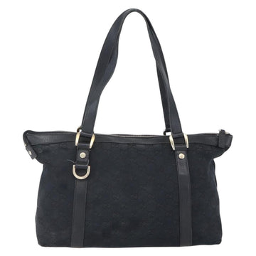 GUCCI GG Canvas Abbey Tote Bag Black Gold 141470 Auth BA7477 - 0