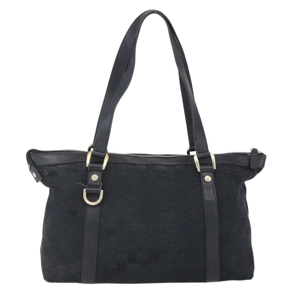 GUCCI GG Canvas Abbey Tote Bag Black Gold 141470 Auth BA7477