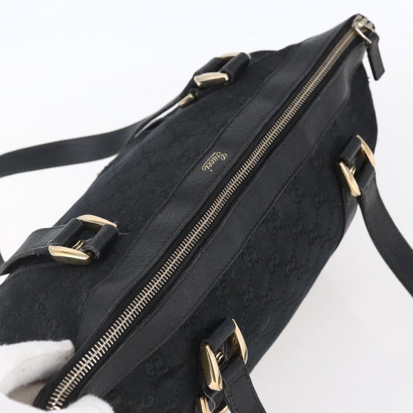 GUCCI GG Canvas Abbey Tote Bag Black Gold 141470 Auth BA7477