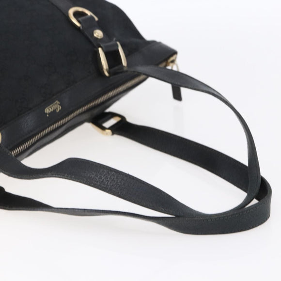 GUCCI GG Canvas Abbey Tote Bag Black Gold 141470 Auth BA7477