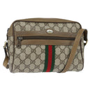 GUCCI GG Supreme Web Sherry Line Bag PVC Beige Gold 56 02 004 Auth BA7480-1