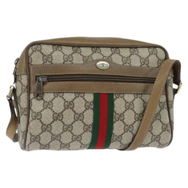 GUCCI GG Supreme Web Sherry Line Bag PVC Beige Gold 56 02 004 Auth BA7480