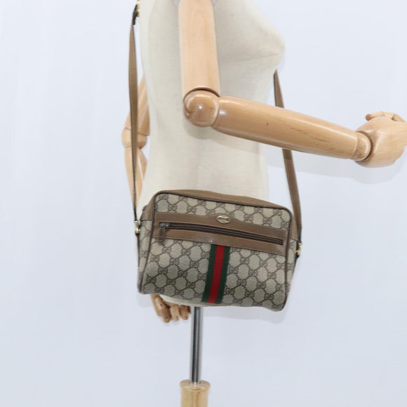 GUCCI GG Supreme Web Sherry Line Bag PVC Beige Gold 56 02 004 Auth BA7480