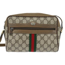 GUCCI GG Supreme Web Sherry Line Bag PVC Beige Gold 56 02 004 Auth BA7480-13