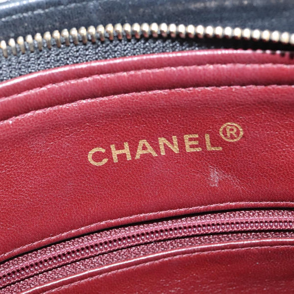 CHANEL Matelasse Chain Shoulder Bag Lamb Skin Black Gold CC Auth BA7483