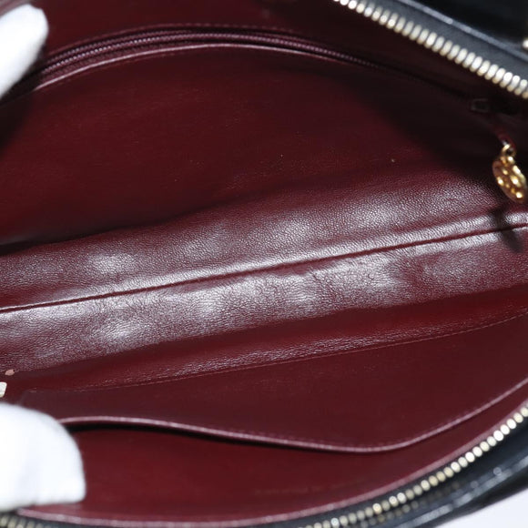 CHANEL Matelasse Chain Shoulder Bag Lamb Skin Black Gold CC Auth BA7483