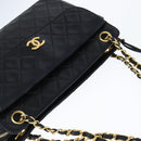 CHANEL Matelasse Chain Shoulder Bag Lamb Skin Black Gold CC Auth BA7483-6