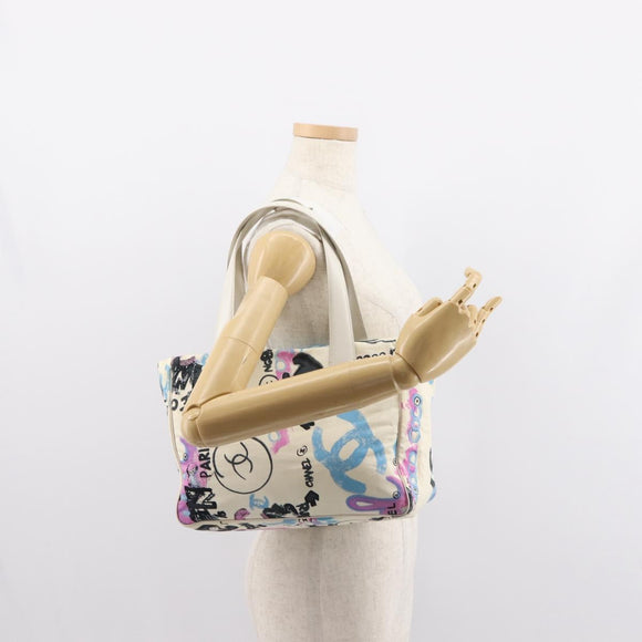 CHANEL New Travel Line Hawaii Exclusive Tote Bag Cotton White CC Auth BA7485