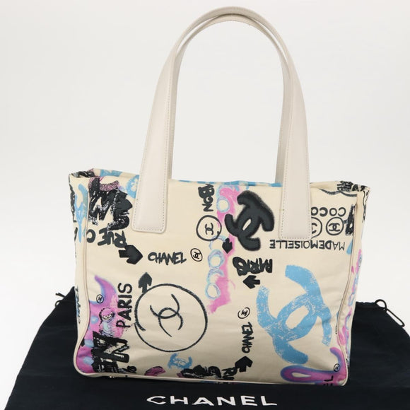 CHANEL New Travel Line Hawaii Exclusive Tote Bag Cotton White CC Auth BA7485
