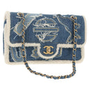 CHANEL Chain Shoulder Bag Denim Blue Gold CC Auth BA7486SM-1