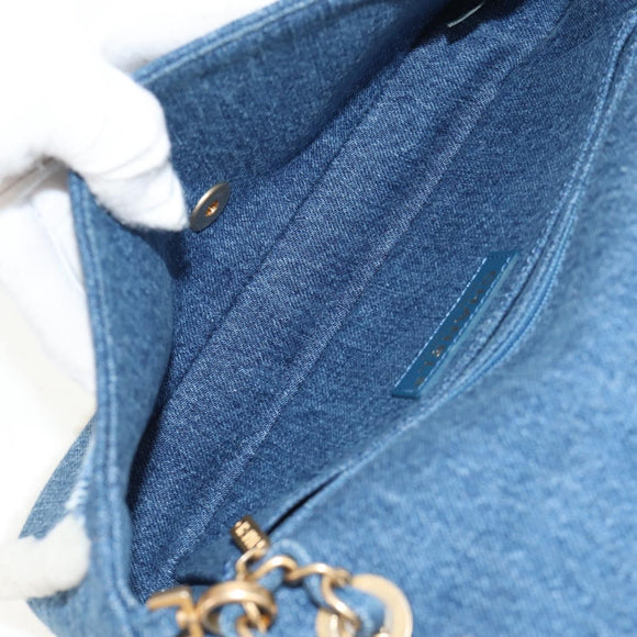 CHANEL Chain Shoulder Bag Denim Blue Gold CC Auth BA7486SM