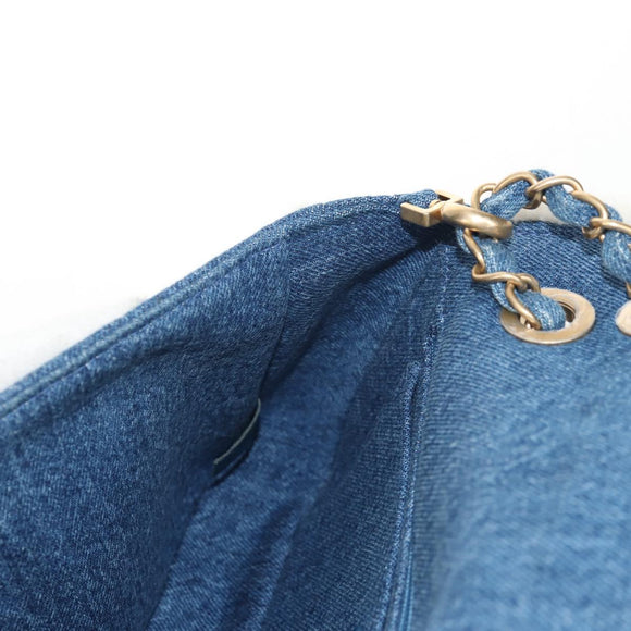 CHANEL Chain Shoulder Bag Denim Blue Gold CC Auth BA7486SM