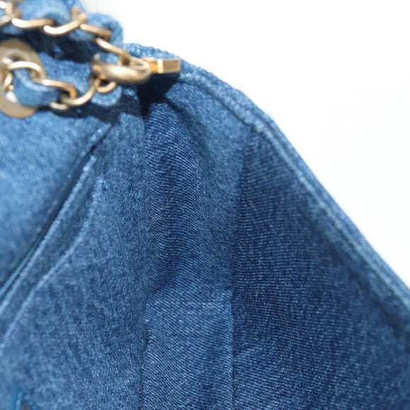 CHANEL Chain Shoulder Bag Denim Blue Gold CC Auth BA7486SM