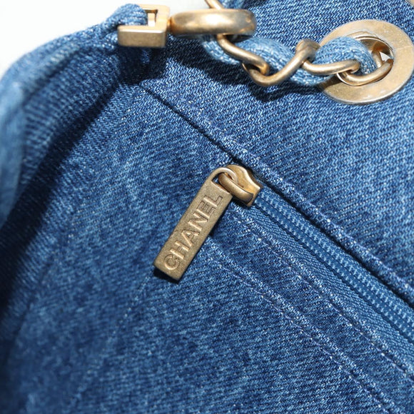 CHANEL Chain Shoulder Bag Denim Blue Gold CC Auth BA7486SM