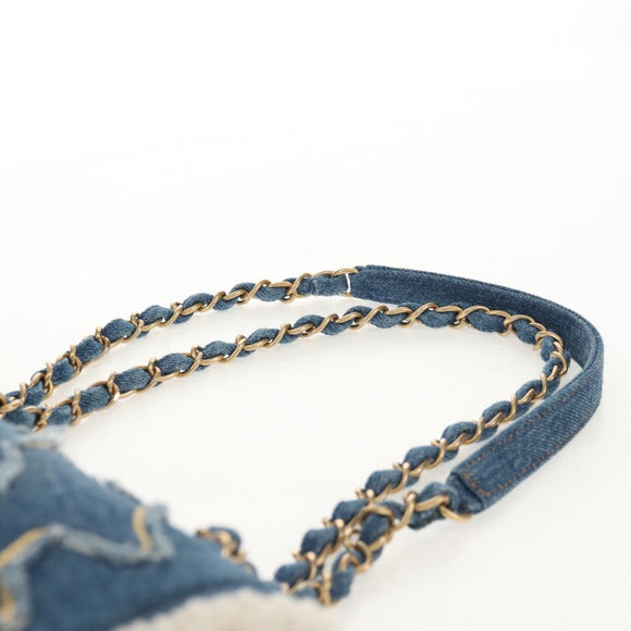 CHANEL Chain Shoulder Bag Denim Blue Gold CC Auth BA7486SM