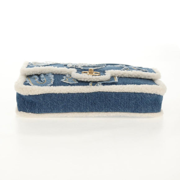 CHANEL Chain Shoulder Bag Denim Blue Gold CC Auth BA7486SM