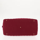 CHANEL Choco Bar Boston Bag Cotton Bordeaux Gold CC Auth BA7488-5