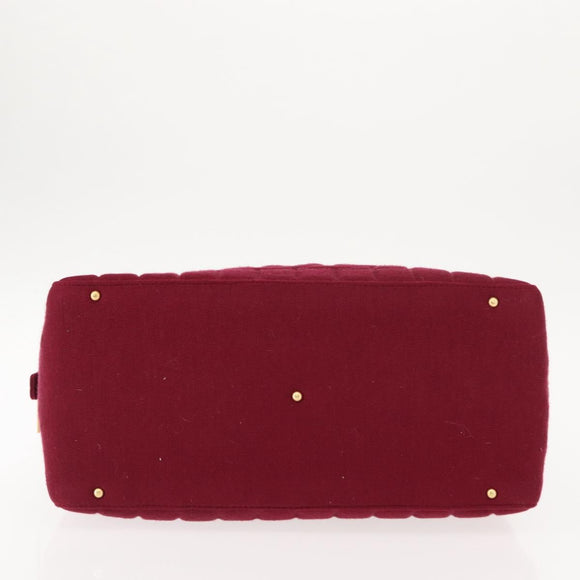 CHANEL Choco Bar Boston Bag Cotton Bordeaux Gold CC Auth BA7488