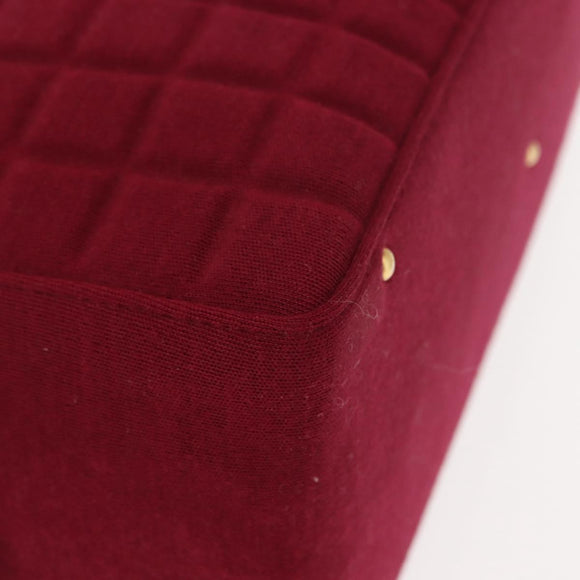 CHANEL Choco Bar Boston Bag Cotton Bordeaux Gold CC Auth BA7488