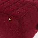 CHANEL Choco Bar Boston Bag Cotton Bordeaux Gold CC Auth BA7488-9