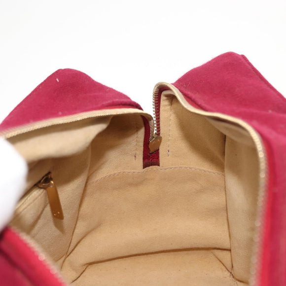 CHANEL Choco Bar Boston Bag Cotton Bordeaux Gold CC Auth BA7488