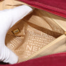 CHANEL Choco Bar Boston Bag Cotton Bordeaux Gold CC Auth BA7488-22