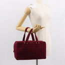 CHANEL Choco Bar Boston Bag Cotton Bordeaux Gold CC Auth BA7488-23