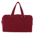 CHANEL Choco Bar Boston Bag Cotton Bordeaux Gold CC Auth BA7488-13