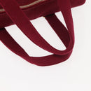 CHANEL Choco Bar Boston Bag Cotton Bordeaux Gold CC Auth BA7488-8