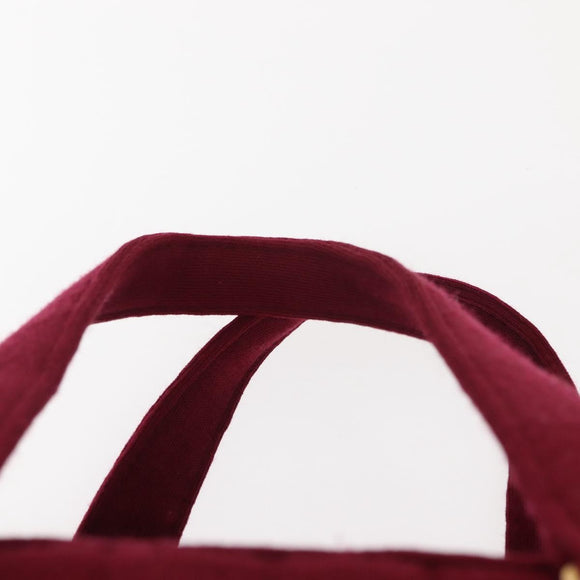 CHANEL Choco Bar Boston Bag Cotton Bordeaux Gold CC Auth BA7488