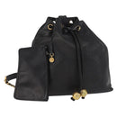 CHANEL Lamb Skin Matelasse Backpack Black Gold CC Auth BA7489-1