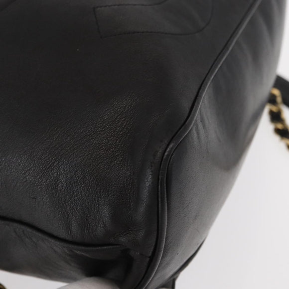 CHANEL Lamb Skin Matelasse Backpack Black Gold CC Auth BA7489