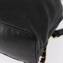 CHANEL Lamb Skin Matelasse Backpack Black Gold CC Auth BA7489-15