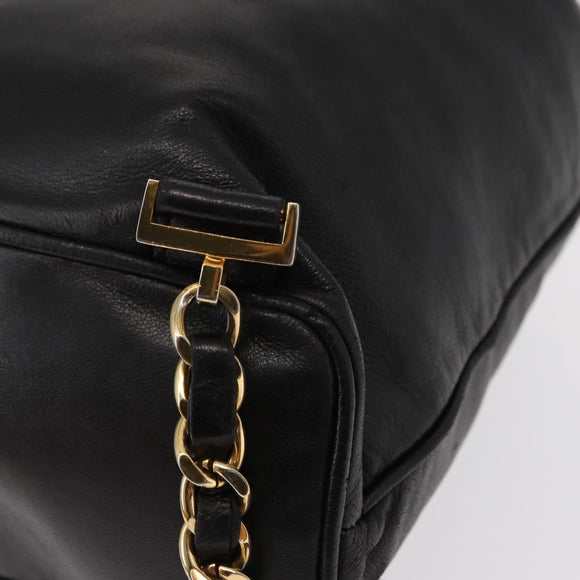 CHANEL Lamb Skin Matelasse Backpack Black Gold CC Auth BA7489
