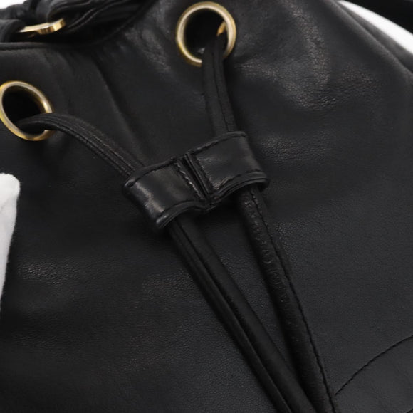 CHANEL Lamb Skin Matelasse Backpack Black Gold CC Auth BA7489