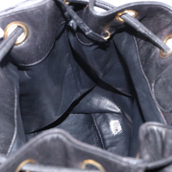 CHANEL Lamb Skin Matelasse Backpack Black Gold CC Auth BA7489