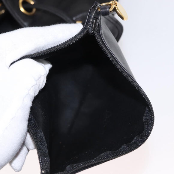 CHANEL Lamb Skin Matelasse Backpack Black Gold CC Auth BA7489