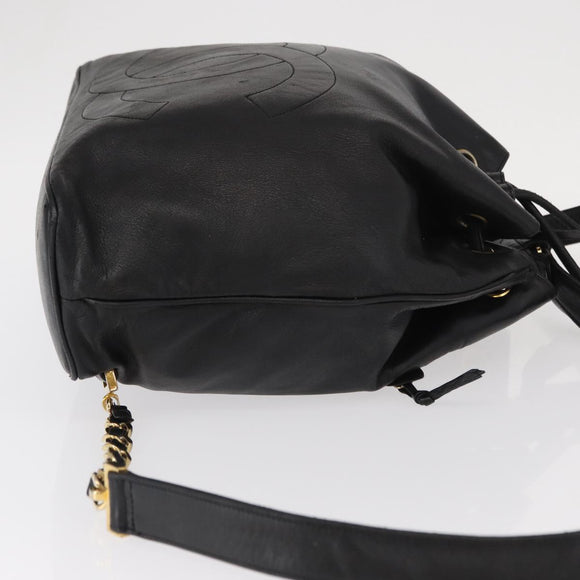 CHANEL Lamb Skin Matelasse Backpack Black Gold CC Auth BA7489