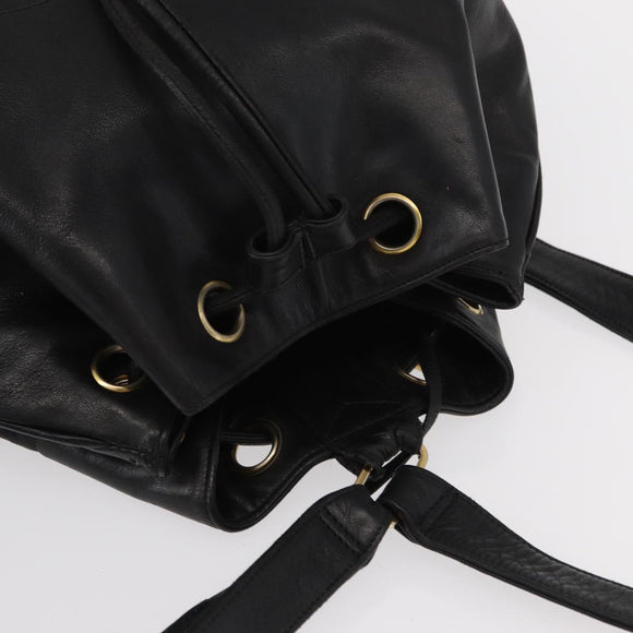 CHANEL Lamb Skin Matelasse Backpack Black Gold CC Auth BA7489