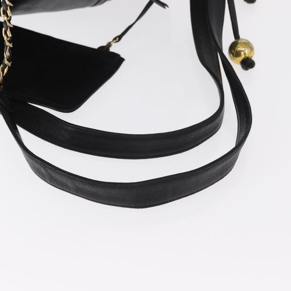 CHANEL Lamb Skin Matelasse Backpack Black Gold CC Auth BA7489