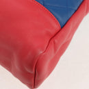 CHANEL Matelasse Hand Bag Lamb Skin 2way Blue Gold CC Auth BA7491M-15