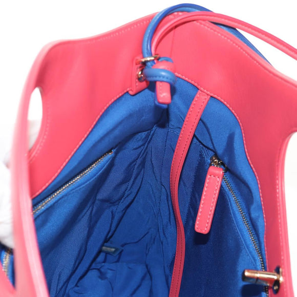 CHANEL Matelasse Hand Bag Lamb Skin 2way Blue Gold CC Auth BA7491M